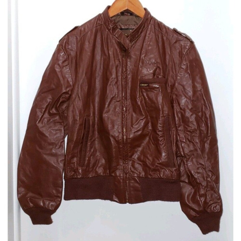 Vintage Cooper Men’s Brown Genuine Leather Racer Jacket Size 40 Made In USA